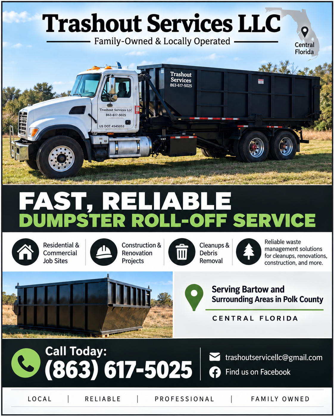 Trashout Services LLC — Dumpster Rental in Bartow, FL