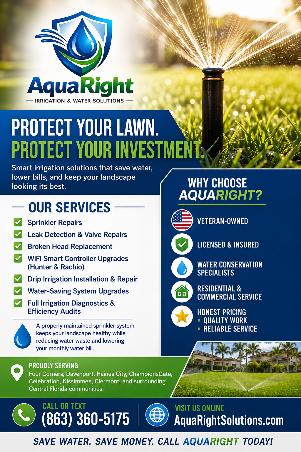 AquaRight Irrigation & Water Solutions, LLC — Irrigation Sprinkler Repair in Haines City, FL